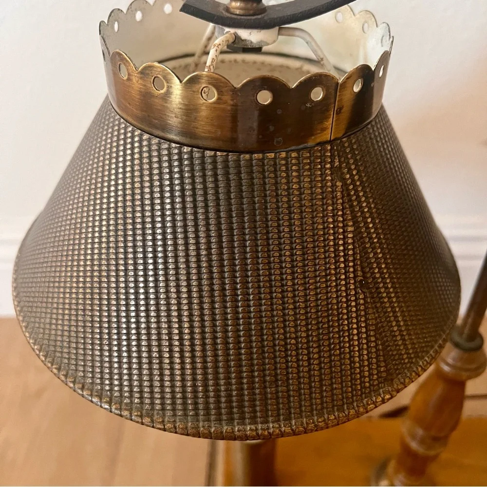 RARE Vtg Mid Century Hollywood Regency Feldman Co Label Brass Shades Table‎ Lamp